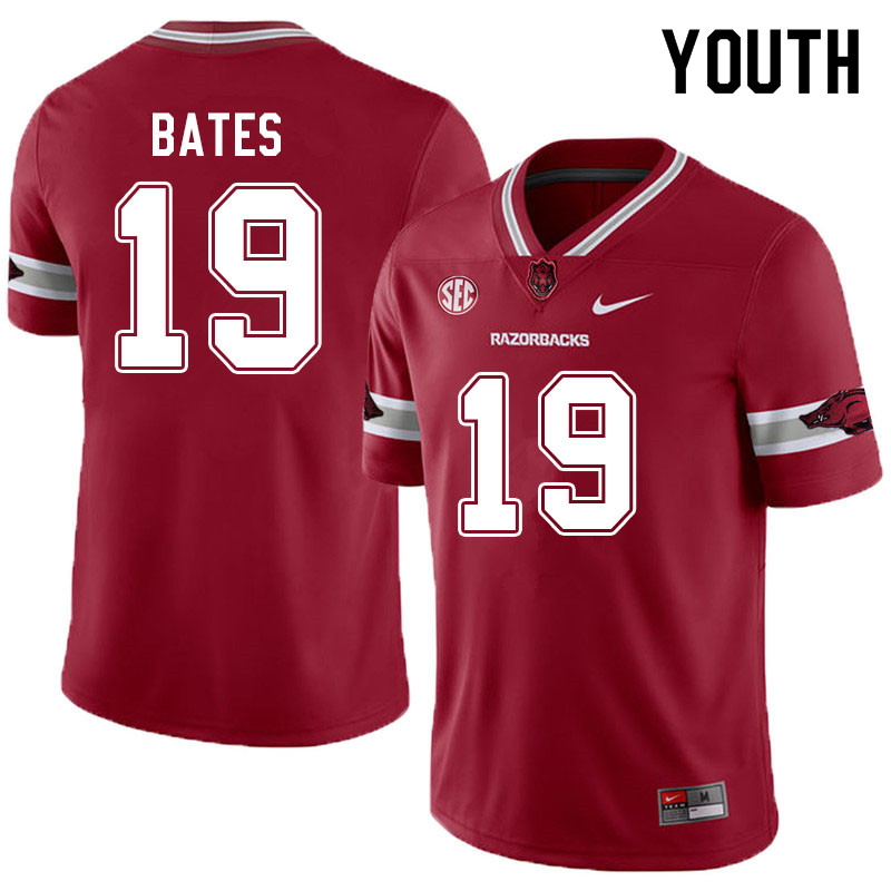 Youth #19 Jacob Bates Arkansas Razorbacks College Football Jerseys Sale-Alternate Cardinal